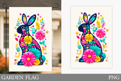 Floral Bunny Garden Flag. Summer Garden Flag Sublimation Product Image 1