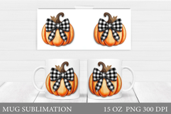 Fall Pumpkin Mug Design. Fall Flowers Mug Sublimation Product Image 1