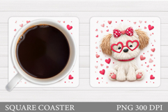 Valentines Dog Coaster. Valentines Dog Coaster Design Product Image 1