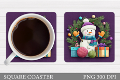 Cute Snowman Coaster Design. Christmas Coaster Sublimation Product Image 1