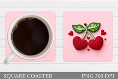 Crochet Cherry Coaster Design. Crochet Cherry Sublimation Product Image 1