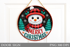 Cute Snowman Door Sign Design. Christmas Sublimation Product Image 1