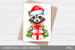 Christmas Raccoon Card Design. Christmas Card Printable Product Image 1