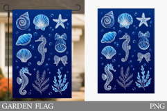 Seahorse Garden Flag Design. Sea Garden Flag Sublimation Product Image 1