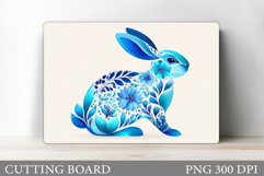 Floral Bunny Cutting Board Design. Bunny Sublimation Product Image 1
