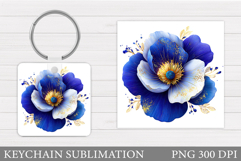 Flower Keychain Sublimation. Floral Keychain Design Product Image 1