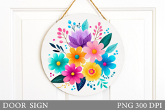 Floral Door Sign Sublimation. Flowers Door Sign Design Product Image 1