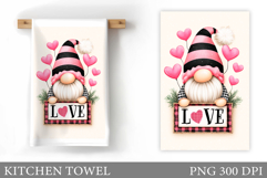 Valentine Gnome Kitchen Towel. Valentines Kitchen Towel Product Image 1