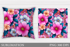 Flowers Pillow Design. Floral Pillow Sublimation Product Image 1
