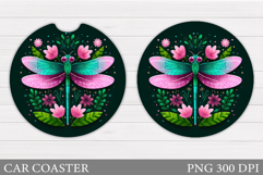 Dragonfly Car Coaster. Dragonfly Sublimation Product Image 1