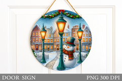 Cute Snowman Door Sign Design. Christmas Sublimation Product Image 1