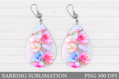 Flowers Teardrop Earring Design. Flowers Earring Sublimation Product Image 1