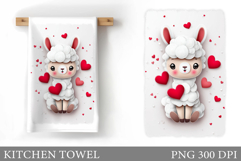 Valentines Lama Kitchen Towel. Valentines Kitchen Towel Product Image 1