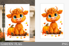 Fall Cow Garden Flag. Fall Garden Flag Sublimation Product Image 1