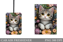 Cute Cat Car Air Freshener Design. Cute Cat Sublimation Product Image 1