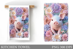 Cute Pig Kitchen Towel Design. Cute Pig Sublimation Product Image 1