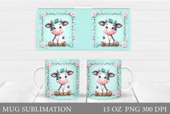 Cute Cow Mug Sublimation. Funny Cow Mug Wrap Design Product Image 1