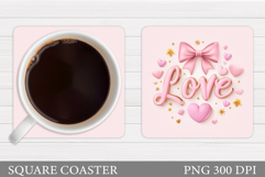 Love Coaster Sublimation. Valentines Coaster Design Product Image 1