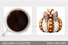 Fall Pumpkin Coaster Design. Fall Pumpkin Sublimation Product Image 1