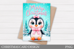 Christmas Penguin Card. Christmas Card Printable Product Image 1