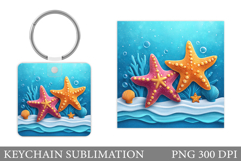 Starfish Keychain Design. Starfish Sublimation Product Image 1