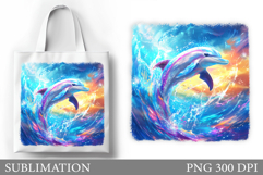 Cute Dolphin Tote Bag Design. Dolphin Sublimation Product Image 1