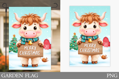 Christmas Cow Garden Flag. Christmas Garden Flag Sublimation Product Image 1