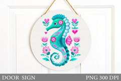 Seahorse Door Sign Sublimation. Summer Door Sign Design Product Image 1