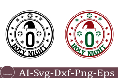 O Holy Night Christmas Round Sign SVG Design Product Image 1
