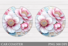 Floral Coaster Design. Flowers Car Coaster Sublimation Product Image 1