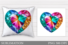 Diamond Heart Pillow Sublimation. Valentines Pillow Design Product Image 1