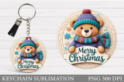 Christmas Bear Keychain. Cute Winter Bear Keychain Product Image 1