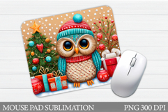 Christmas Owl Mouse Pad. Christmas Mouse Pad Design Product Image 1
