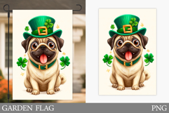 St Patrick Dog Garden Flag. St Patrick Garden Flag Design Product Image 1