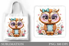 Cute Owl Tote Bag Design. Cute Owl Sublimation Product Image 1