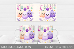Cute Ghost Mug Design. Cute Halloween Mug Sublimation Product Image 1