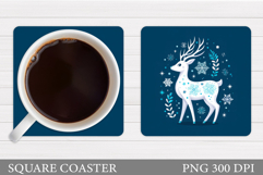 Reindeer Coaster Design. Christmas Coaster Sublimation Product Image 1