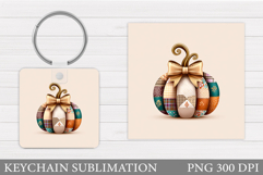 Fall Pumpkin Keychain Design. Pumpkin Keychain Sublimation Product Image 1
