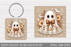 Halloween Ghost Keychain. Halloween Keychain Sublimation Product Image 1
