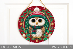 Christmas Owl Door Sign. Christmas Door Sign Sublimation Product Image 1