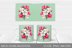 Floral Mug Wrap Design. Flowers Mug Sublimation Product Image 1