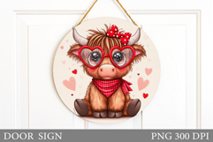 Valentines Cow Door Sign. Valentines Door Sign Sublimation Product Image 1