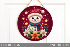 Christmas Snowman Door Sign. Christmas Door Sign Design Product Image 1