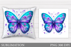 Butterfly Flowers Sublimation. Butterfly Pillow Sublimation Product Image 1