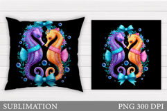 Seahorse Pillow Sublimation. Seahorse Sublimation Product Image 1