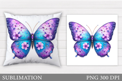 Butterfly Flowers Sublimation. Butterfly Pillow Sublimation Product Image 1