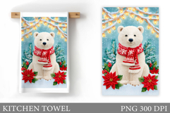 Polar Bear Kitchen Towel. Christmas Kitchen Towel Design Product Image 1