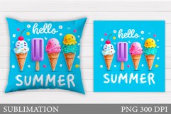 Hello Summer Pillow Design. Summer Sublimation Product Image 1