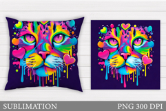 Cat Pillow Design. Cat Sublimation Product Image 1