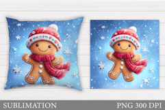 Gingerbread Pillow Design. Christmas Pillow Sublimation Product Image 1